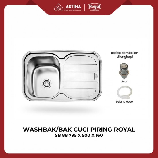 Washbak / Bak Cuci Piring Royal SB 88 795 x 500 x 160 Washbak / Bak Cuci Piring Royal SB 88 795 x 500 x 160