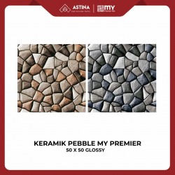 Keramik Motif Batu Pebble Stone My Premier 50 x 50 cm Glossy