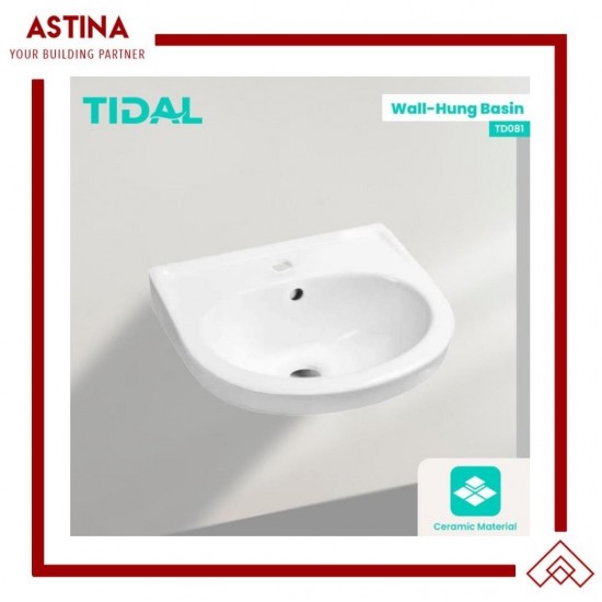 Wastafel Gantung Keramik / Wall Hung Wastafel Tidal TD081 Putih Wastafel Gantung Keramik / Wall Hung Wastafel Tidal TD081 Putih