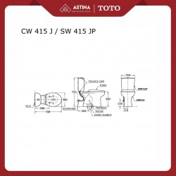 Kloset Duduk TOTO CW415JW/F Tutup TC505 Jarak As 30cm