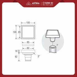 Floor Drain Kotak / Saringan Got SAN-EI HN908 Square