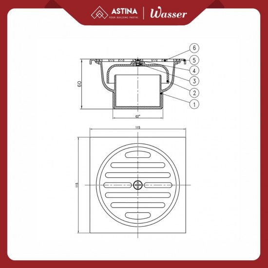 Floor Drain Kotak / Saringan Got WASSER HSA 6442 Square Floor Drain Kotak / Saringan Got WASSER HSA 6442 Square