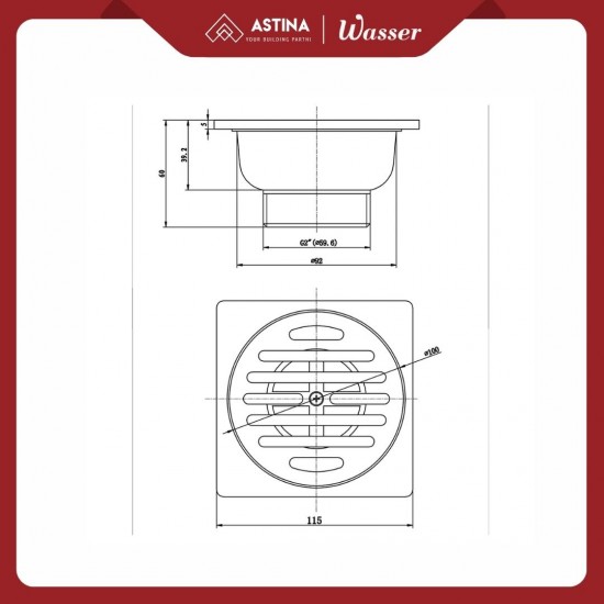 Floor Drain Kotak / Saringan Got WASSER HSA 6442 Square Floor Drain Kotak / Saringan Got WASSER HSA 6442 Square