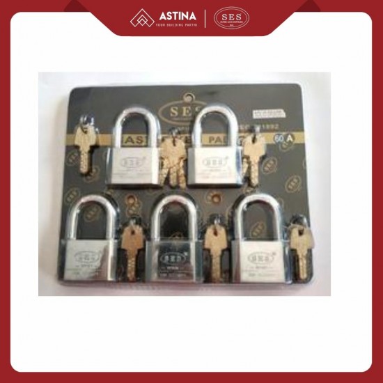 Paket Gembok 5 PCS SES 878-505 A Masterkey SS 50mm Paket Gembok 5 PCS SES 878-505 A Masterkey SS 50mm