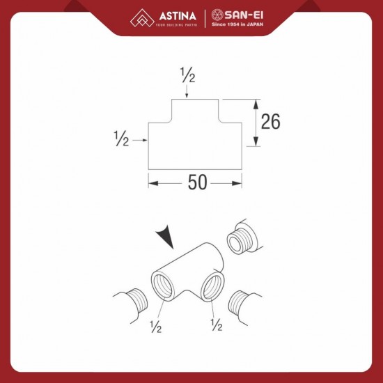 SAN-EI Fitting Tee PT77 / Sambungan Pipa Tee PT 77 SAN-EI Fitting Tee PT77 / Sambungan Pipa Tee PT 77