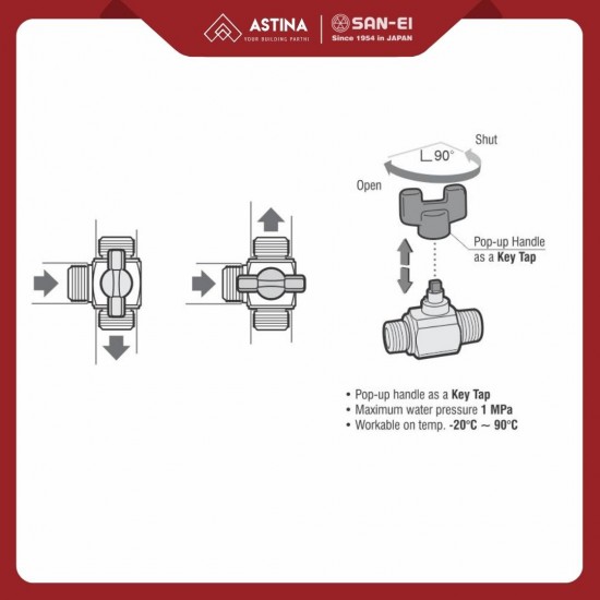 SAN-EI V63 Stop Kran 3 Arah / SAN-EI V63 Ball Valve SAN-EI V63 Stop Kran 3 Arah / SAN-EI V63 Ball Valve