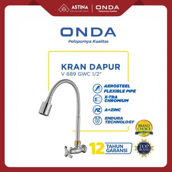Kran Dinding / Kran Wastafel Cuci Piring Onda V 689 GWC Flexible 1/2 Kran Dinding / Kran Wastafel Cuci Piring Onda V 689 GWC Flexible 1/2