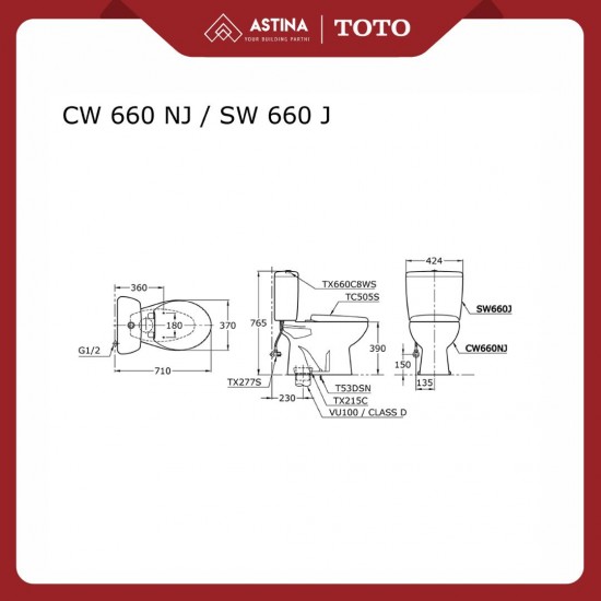 Kloset Duduk TOTO CW660NPJ+TC505S Kloset Duduk TOTO CW660NPJ+TC505S
